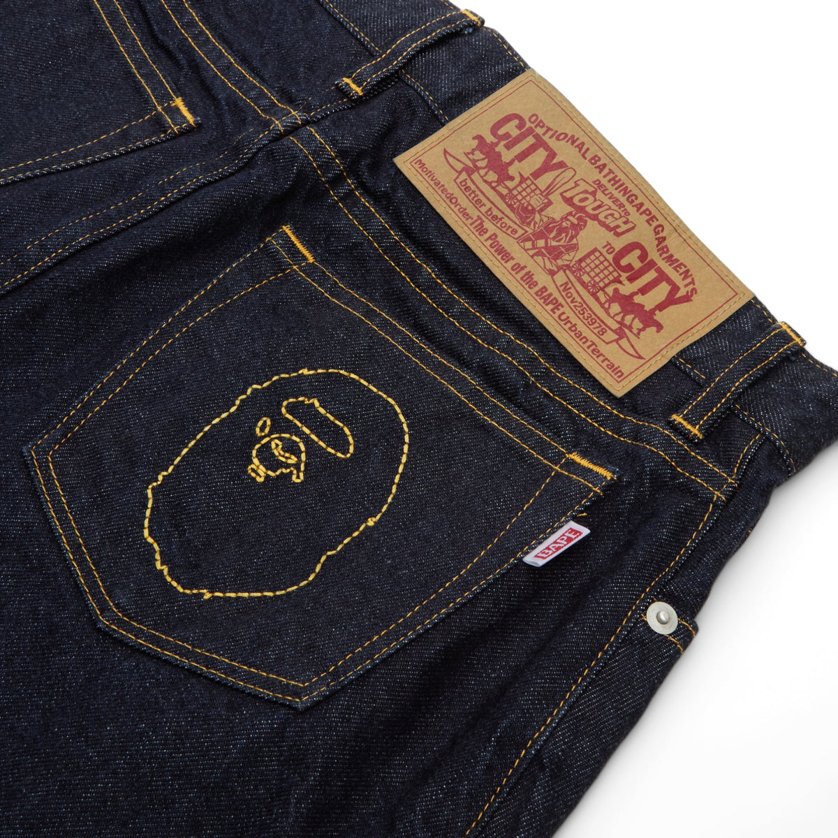 A Bathing Ape Ape Head Embroidery 12 OZ Denim Skirt (Indigo) - Image 5