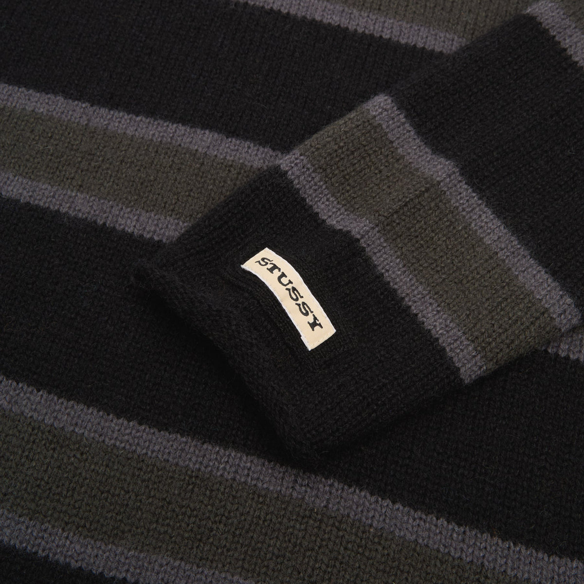 Stussy Striped Wool Sweater (Black) - Image 4