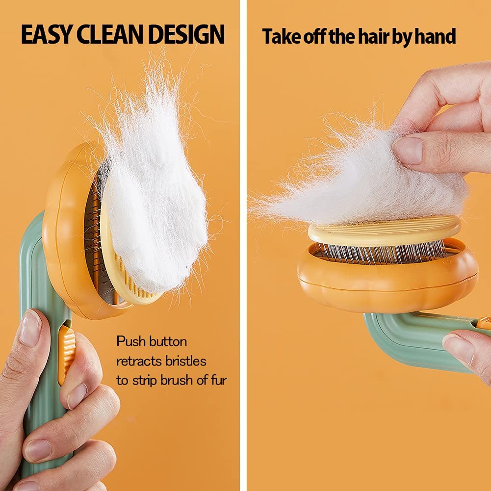 Pet Pumpkin Self-Cleaning Slicker Brush - Image 5