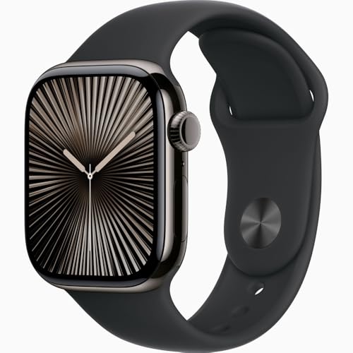 Apple Watch Series 10 (GPS+Cellular) 42mm Slate Titanium Case w/ Black Sport Band - S/M - Image 4