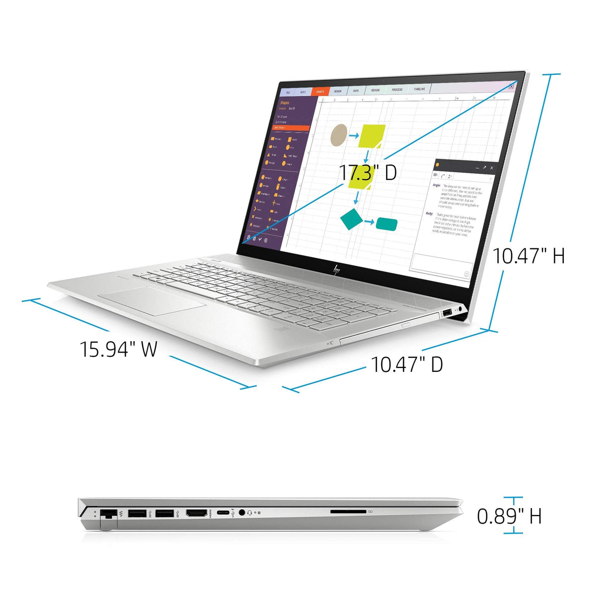 HP Envy - FHD Touch - i7-10510U - 12GB RAM - MX250 - 1TB HDD / 128GB SSD - Silver - Image 5