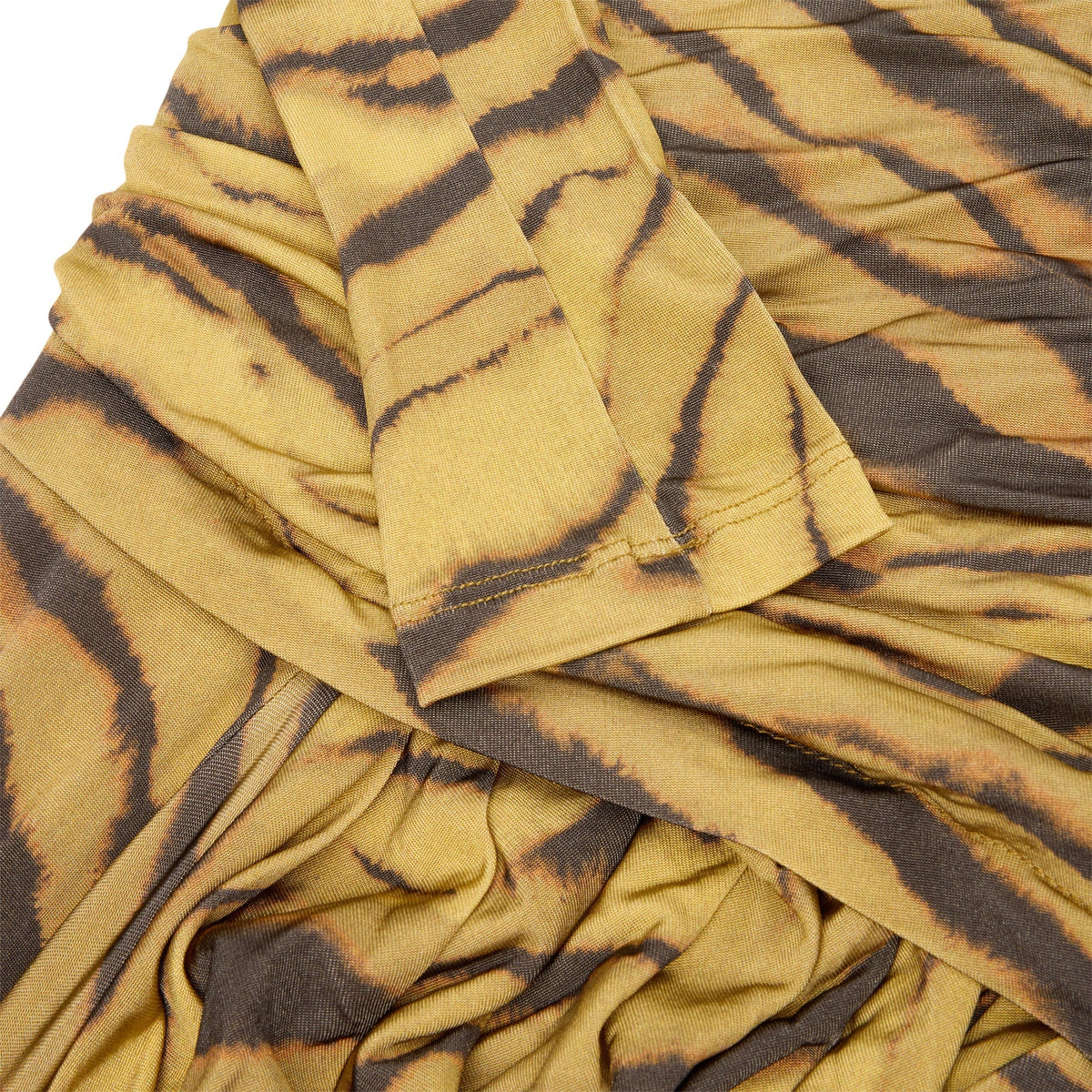 GANNI Zebra Print Ruched Dress (Khaki) - Image 3