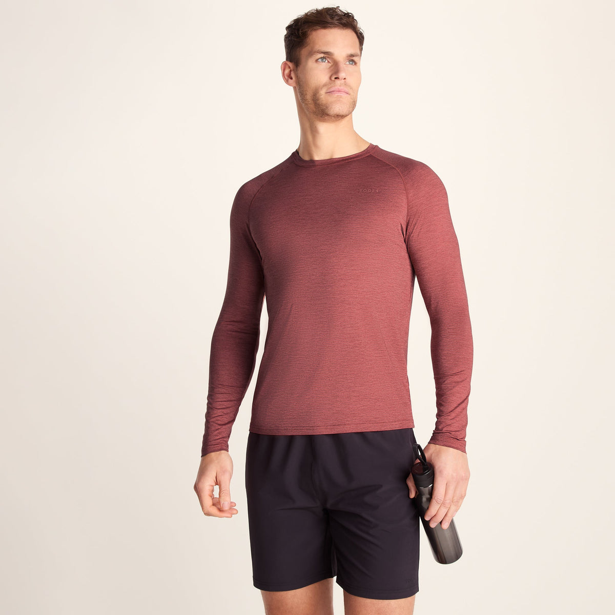 Ace Mens Long Sleeve Performance T-Shirt - Garnet Red - Image 7