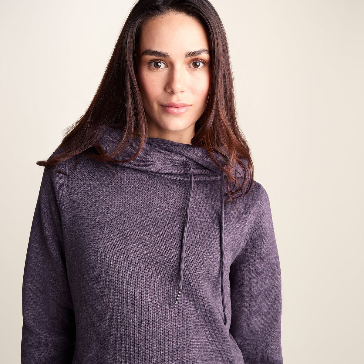Acer Womens Oversized Supersoft Knitlook Fleece Hoody - Dusky Lilac Melange - Image 5