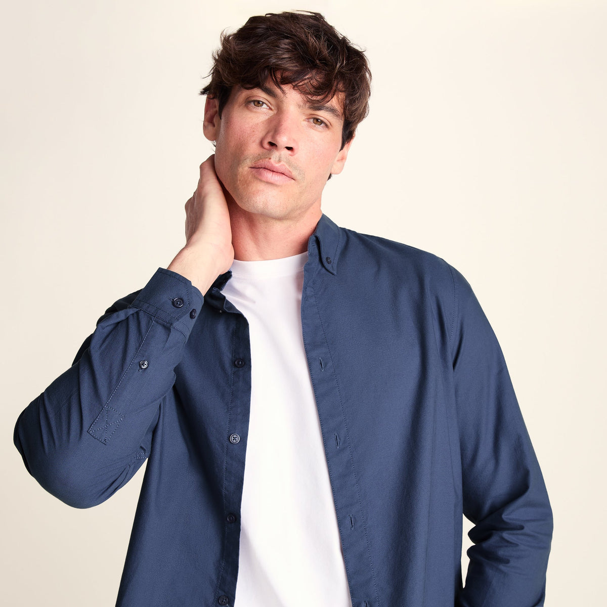 Barry Mens Long Sleeved Cotton Oxford Shirt - Smokey Blue - Image 5