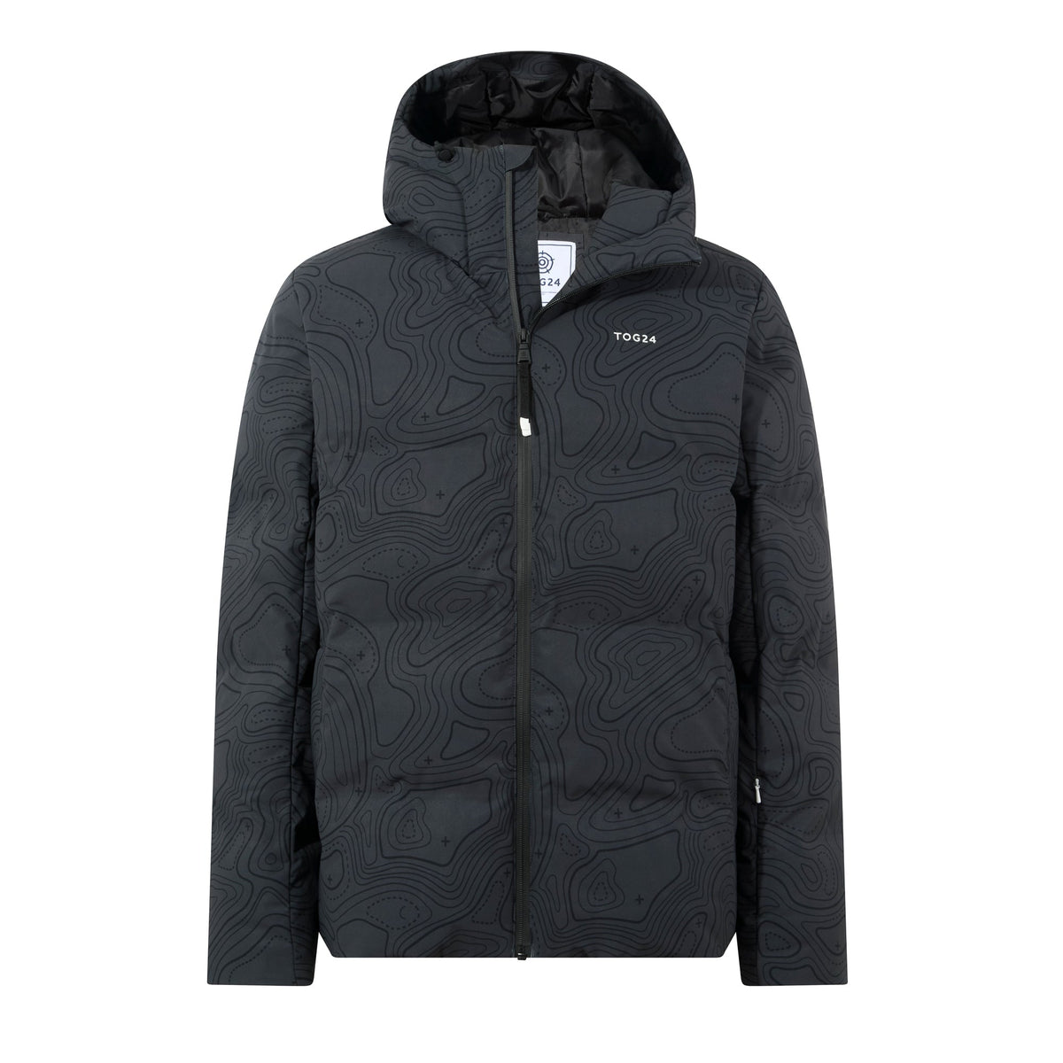 Davos Mens Shower Resistant Insulated Ski Jacket - Black Terrain Print - Image 19