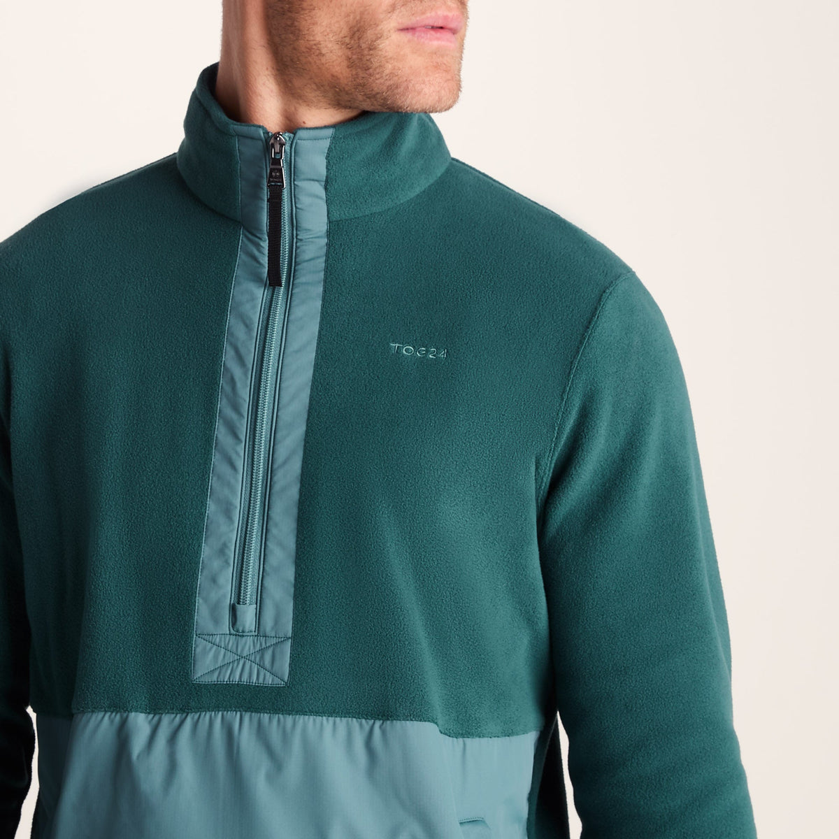 Dowson Mens Relaxed Fit Microfleece Zip Neck - Hydro Blue/Dark Turquoise - Image 6