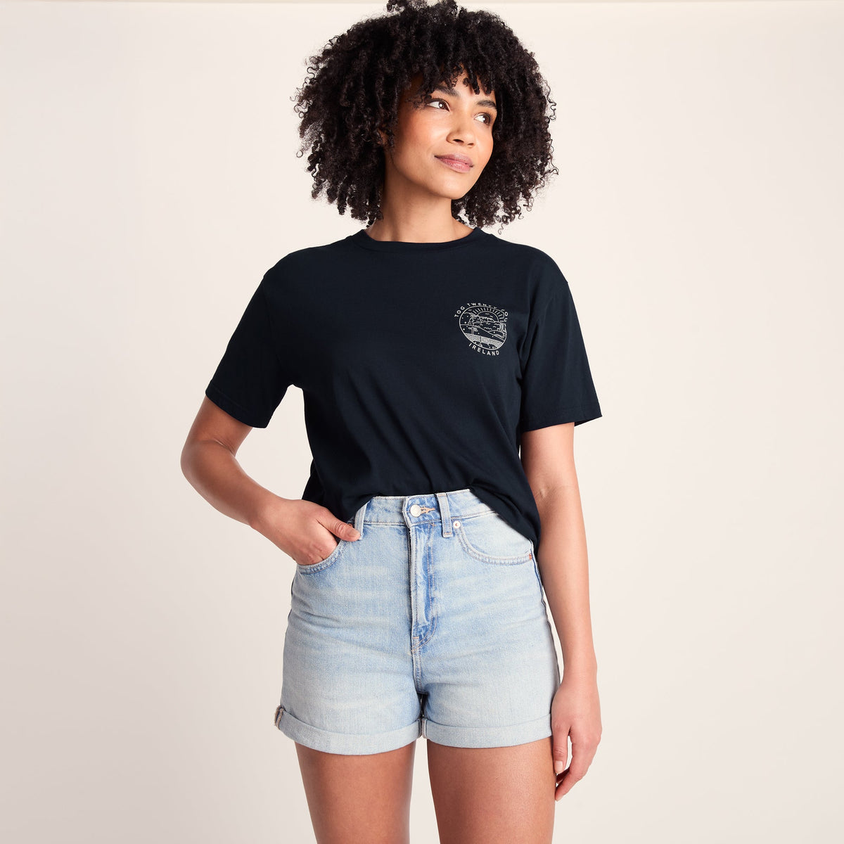 Emerald Isle Womens 100% Cotton Relaxed Fit T-Shirt - Dark Indigo - Image 7