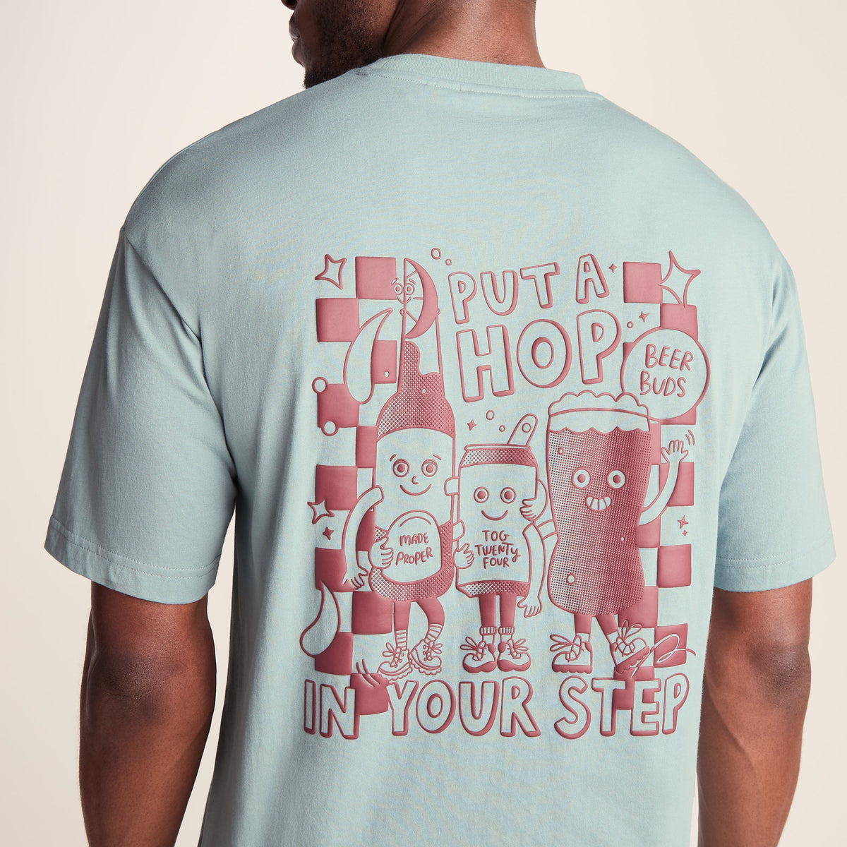 Hop Mens Relaxed Fit Premium Supersoft Hattie Clark T-Shirt - Summer Sky - Image 7