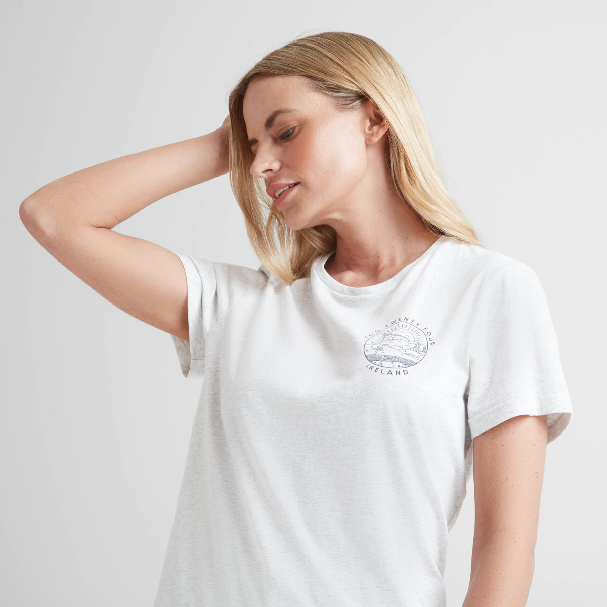Ireland Womens 100% Cotton T-Shirt - Ice Grey Marl - Image 5