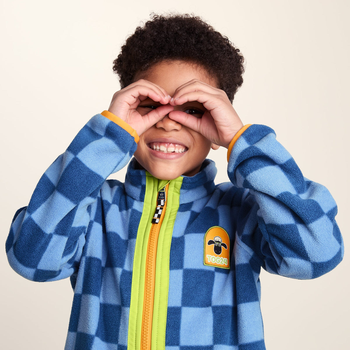 Lacaune Kids Shaun the Sheep Fleece Zip Jacket - Bluebell/Night Blue Checkerboard - Image 6