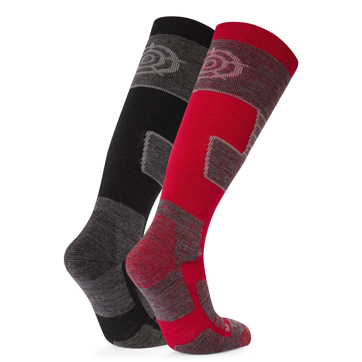 Linz 2 Pack Mens Ski Socks - Black/Chilli Red - Image 2