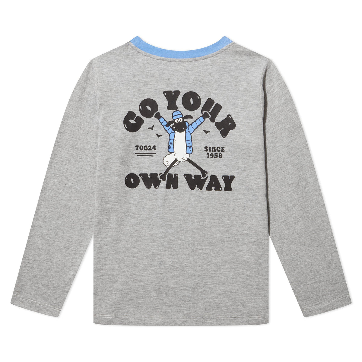 Ryeland Kids Shaun the Sheep T-Shirt LS - Dark Grey Marl - Image 7