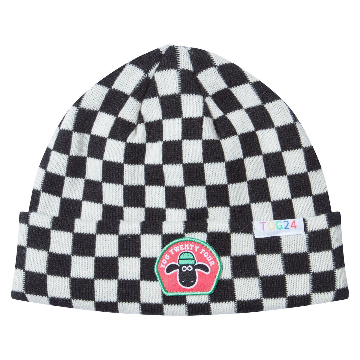 Uda Kids Shaun the Sheep Knit Hat - Black White Checkerboard - Image 5