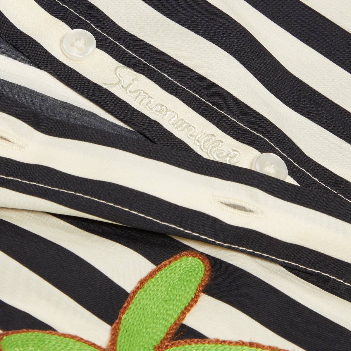 Simon Miller Loch Sleevless Poplin Button Up (Black/White stripe) - Image 4