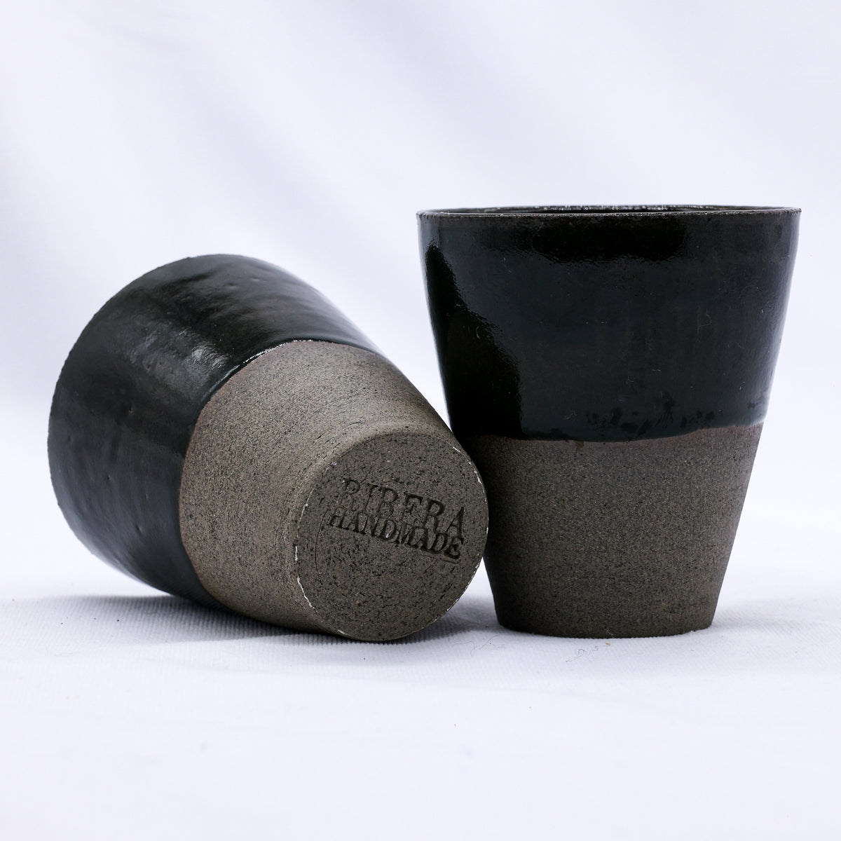 Bluverde Quadra Handmade Ceramic Smoked Grey Stoneware Tall Ceramic Cup - Image 4