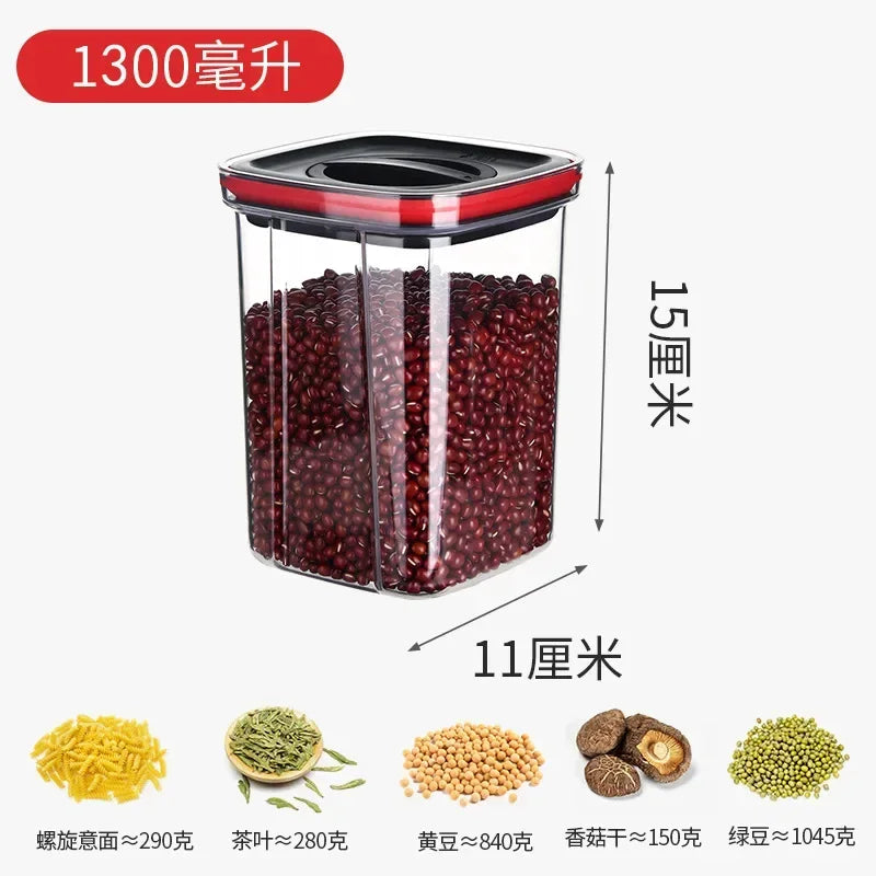 Plastic Food Storage Container with Lid - 1300ml-red