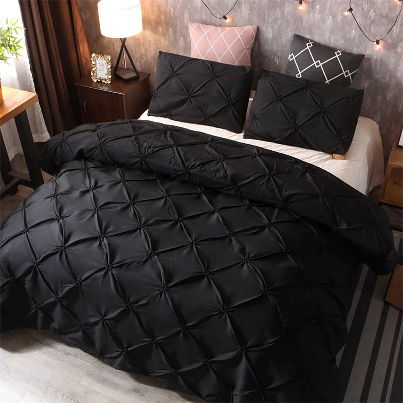 3-Piece Gray Queen Duvet Cover & Pillowcases - black