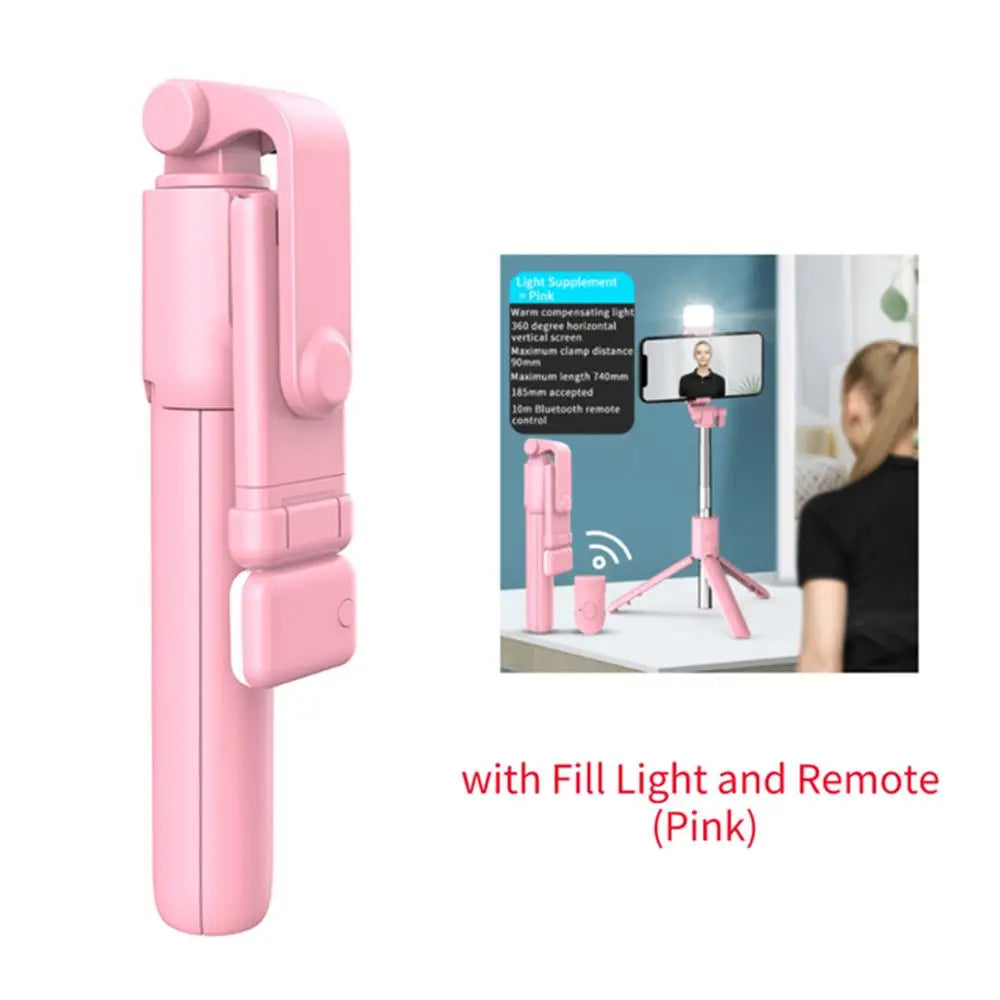3-in-1 Selfie Stick Bluetooth Remote Tripod - Pink