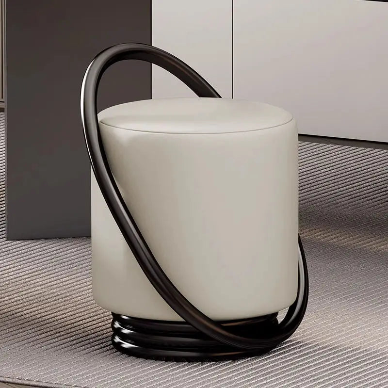 Nordic Modern Round Dressing Table with Stool - Style-4