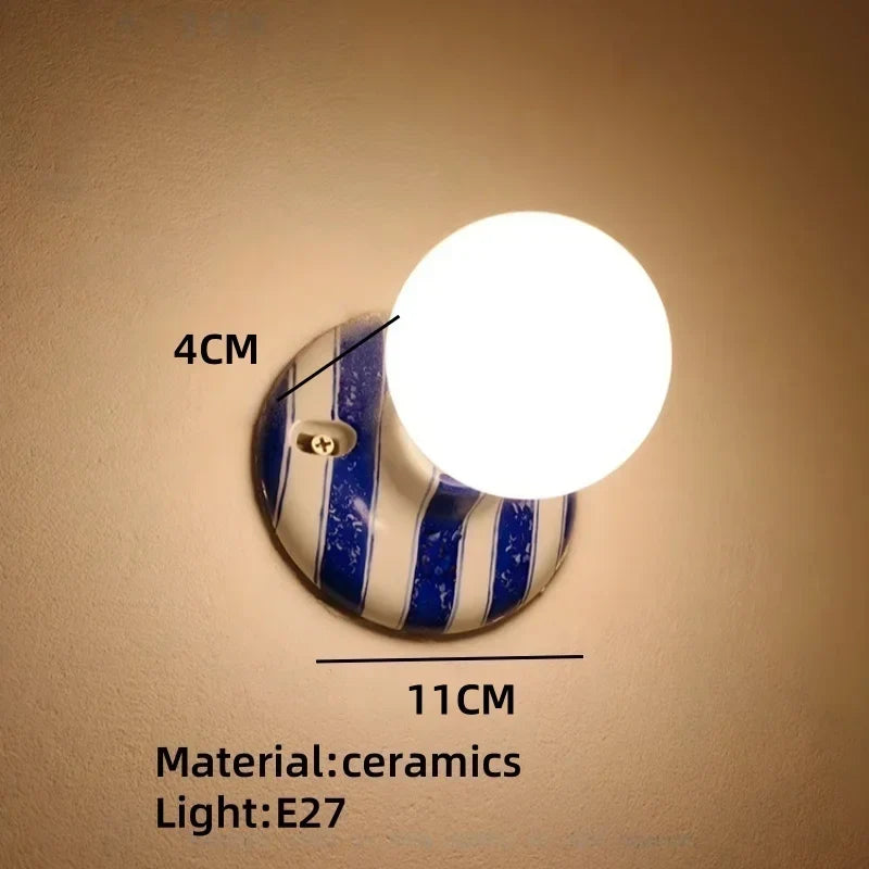 Contemporary Retro Ceramic Wall Light - Blue