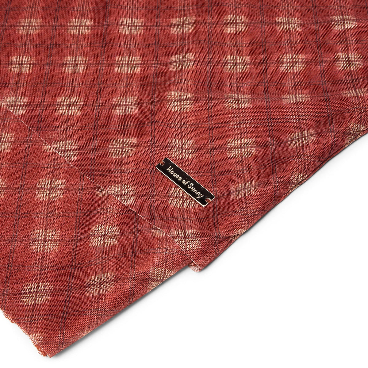 House of Sunny Retro Check Mesh Top (Multi) - Image 4