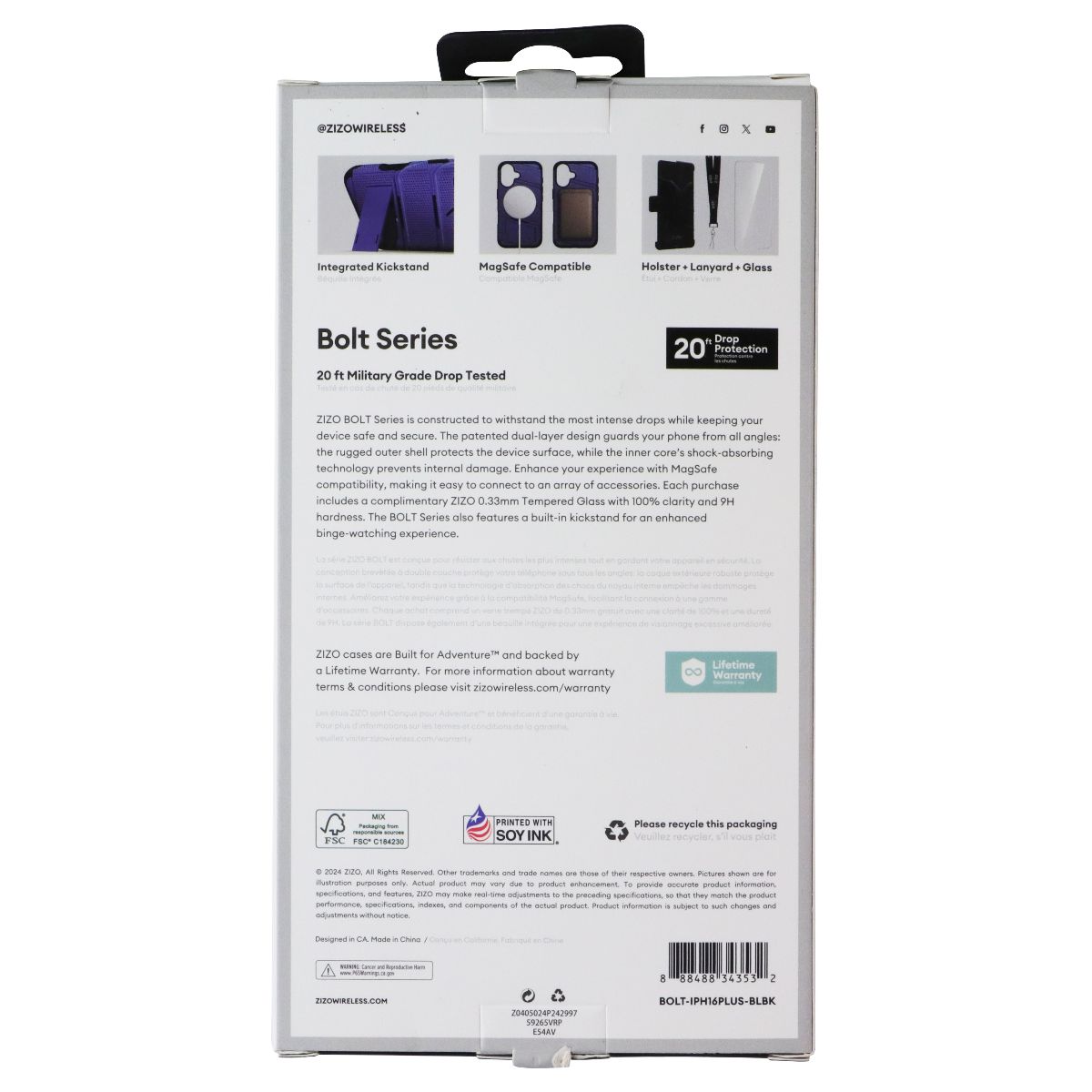 ZIZO Bolt Series Bundle (MagSafe Case/Holster/Screen) for iPhone 16 Plus - Blue - New - Image 2