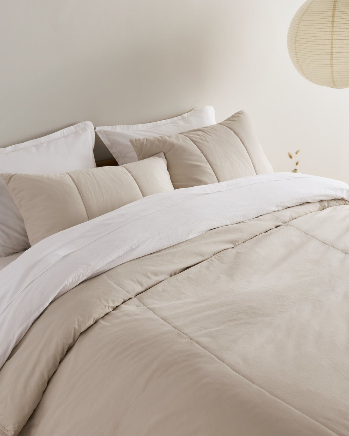 Brushed Cotton Quilted Sham Set (Bone) - Image 5