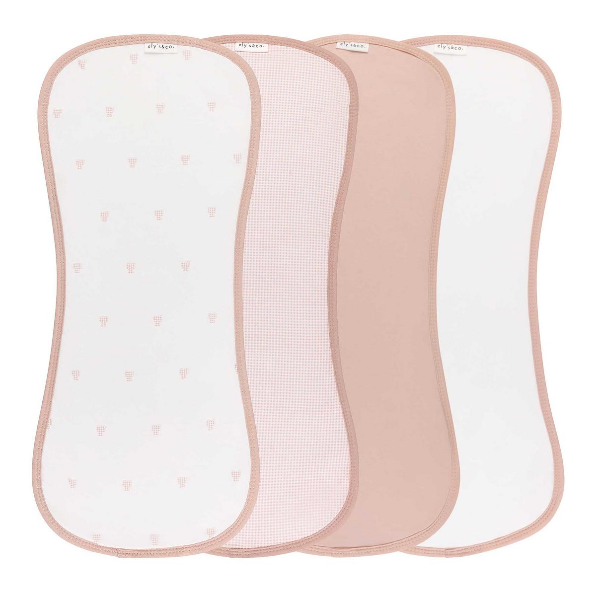Ely's & Co. 4 Pack Absorbent Burp Cloths - Gingham Bear Collection - Pink - Image 2