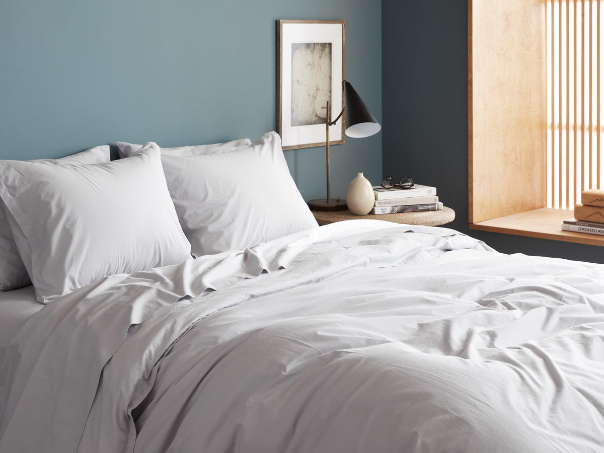 Percale Fitted Sheet - FINAL SALE (Light Grey) - Image 4