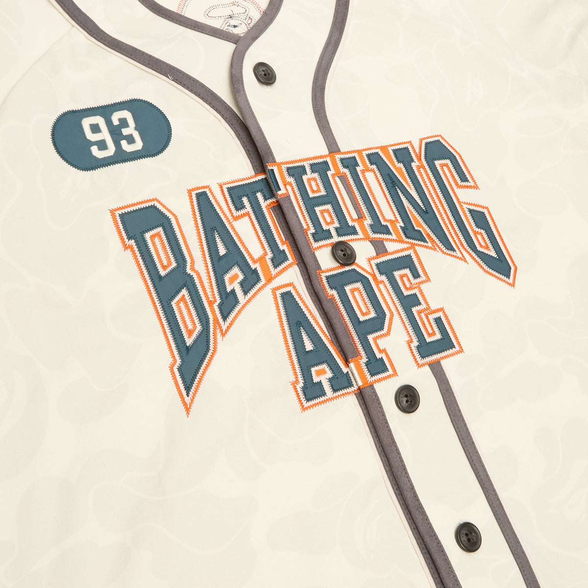 A Bathing Ape Solid Camo Multi Logo Baseball Ss Shirt M (Ivory) - Image 4