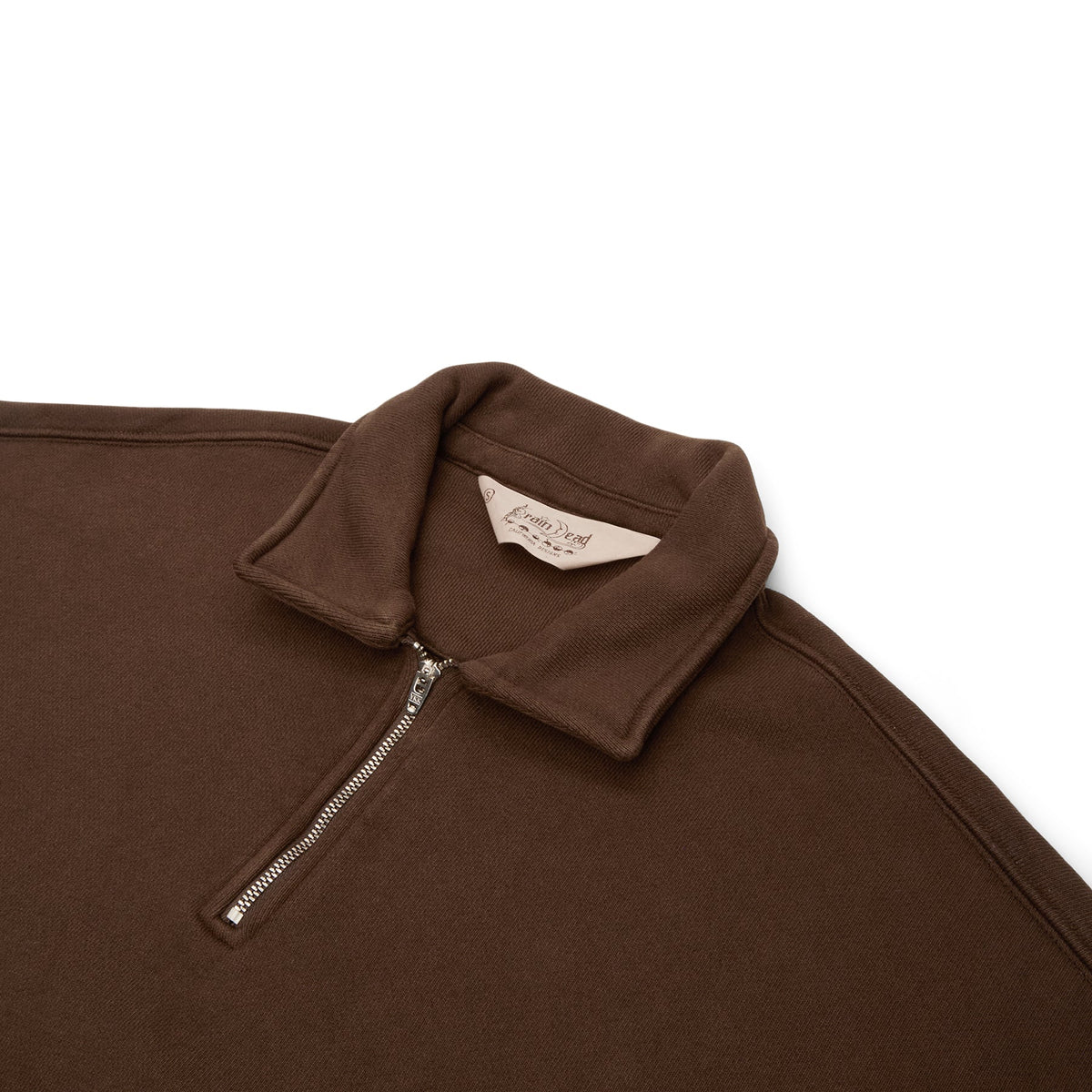 Brain Dead Half Zip Collared Sweatshirt (Brown) - Image 3