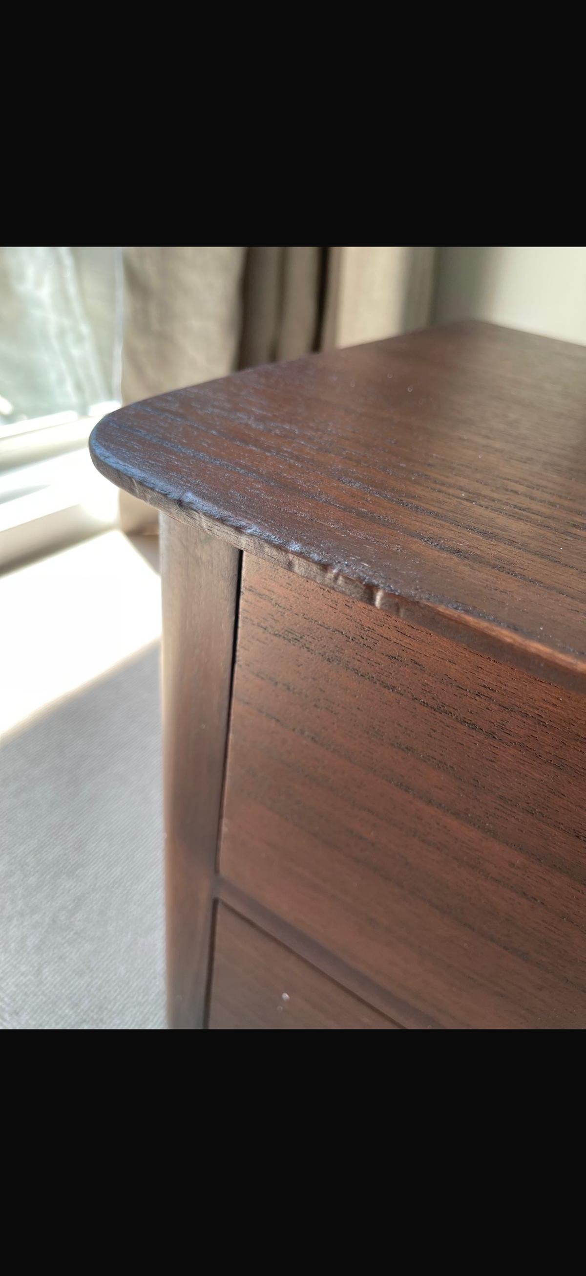 Norway Dark Walnut Wooden Bedside Table (Damaged) - Image 2