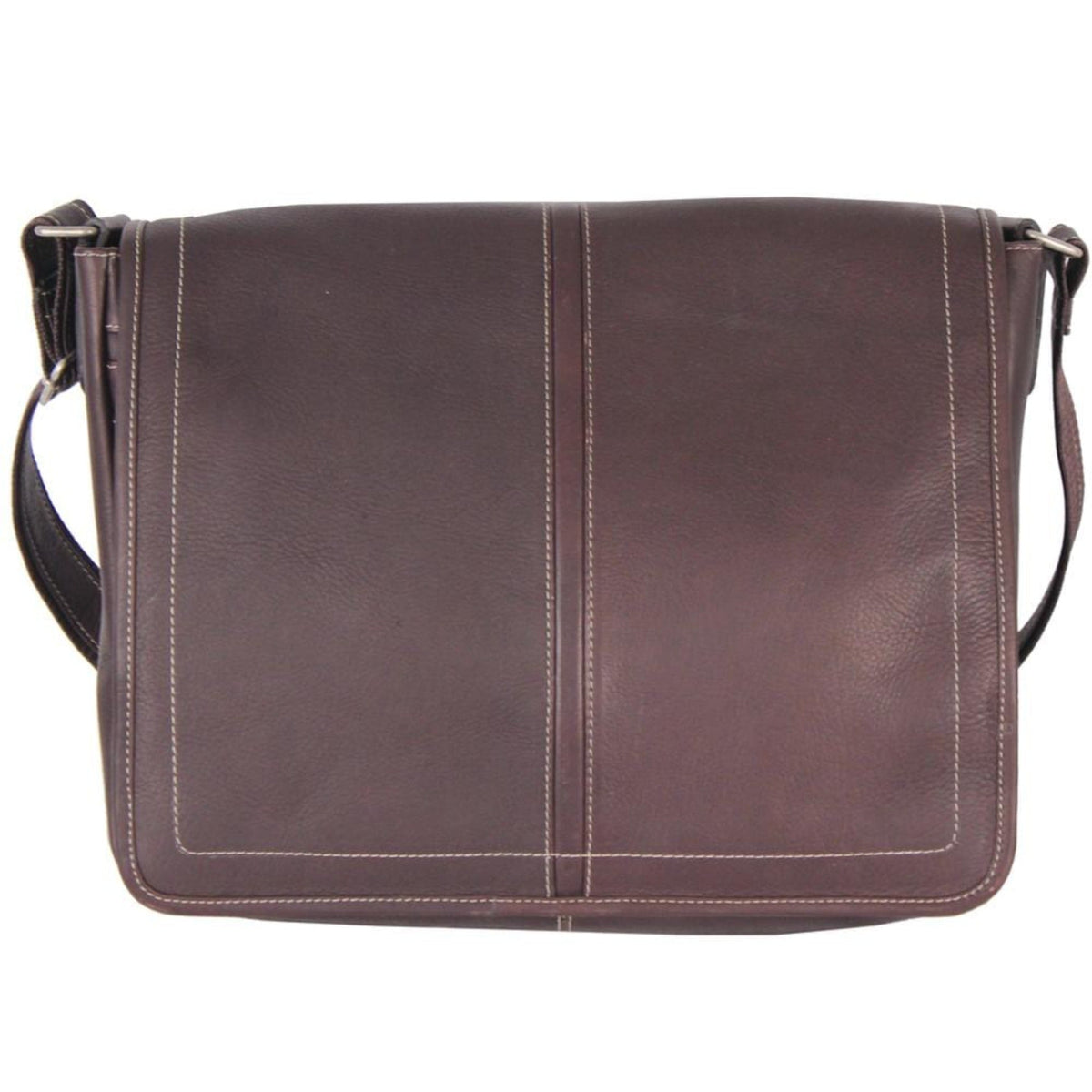 Acadia Leather Laptop Messenger Bag - Cafe (Dark Brown)