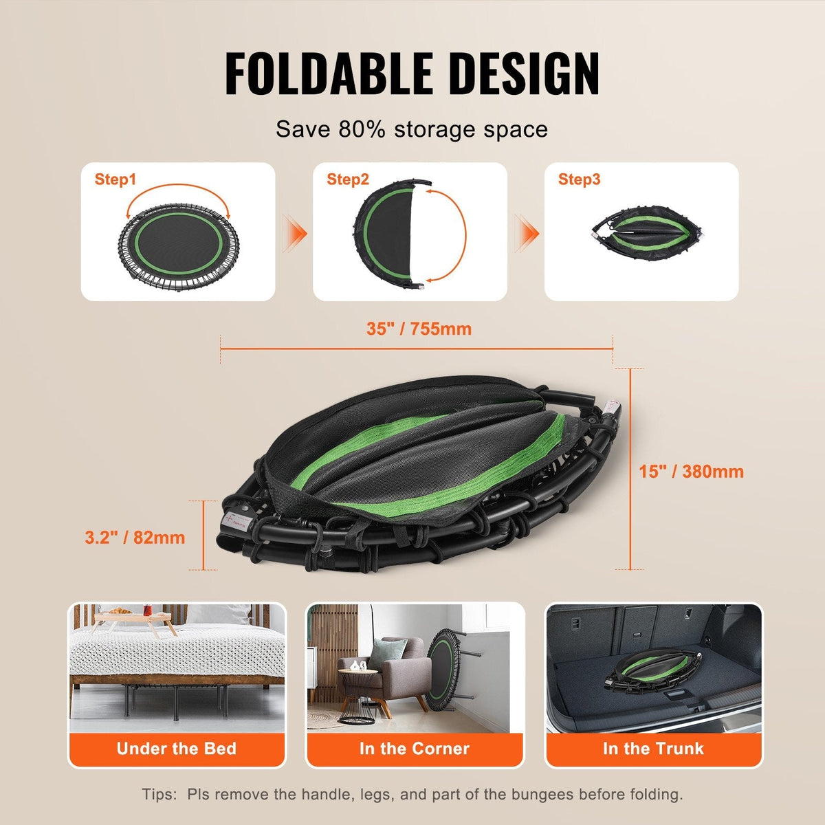 40" Foldable Mini Trampoline & Rebounders - Image 6