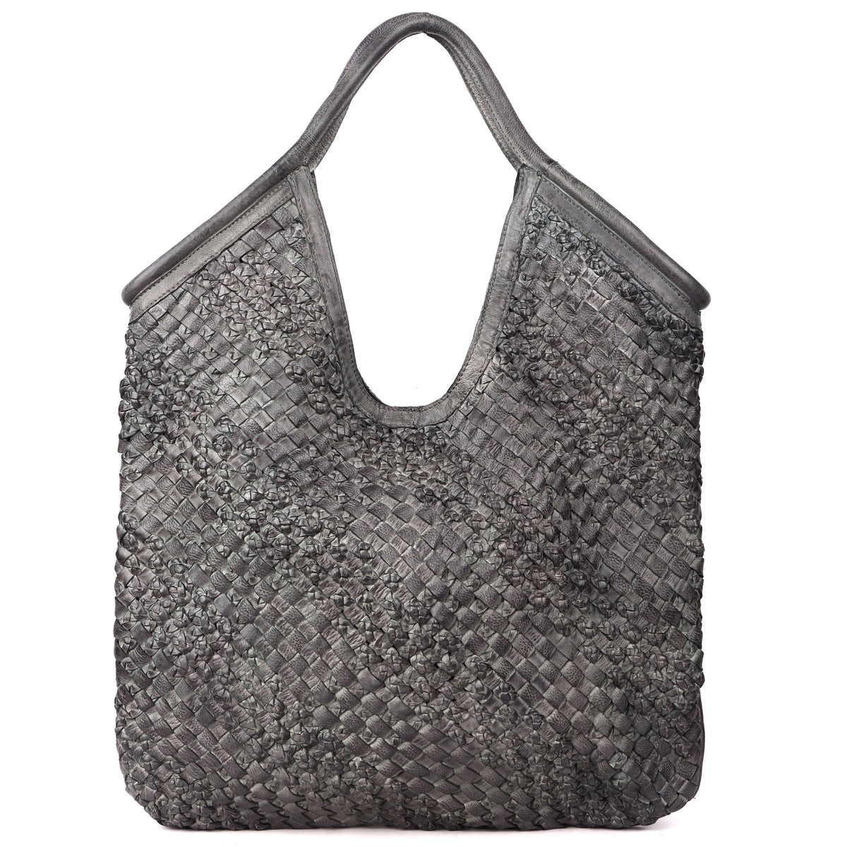 Baez Leather Tote Bag - Grey