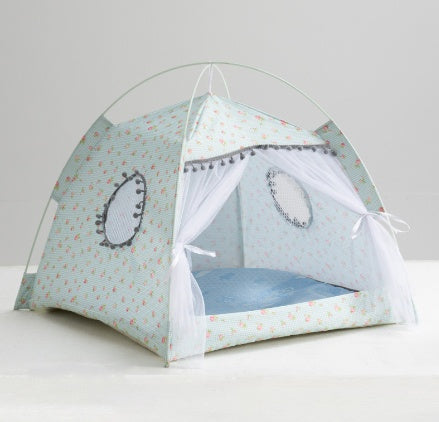 Cat Tent Enclosed Pet Bed - Light Green