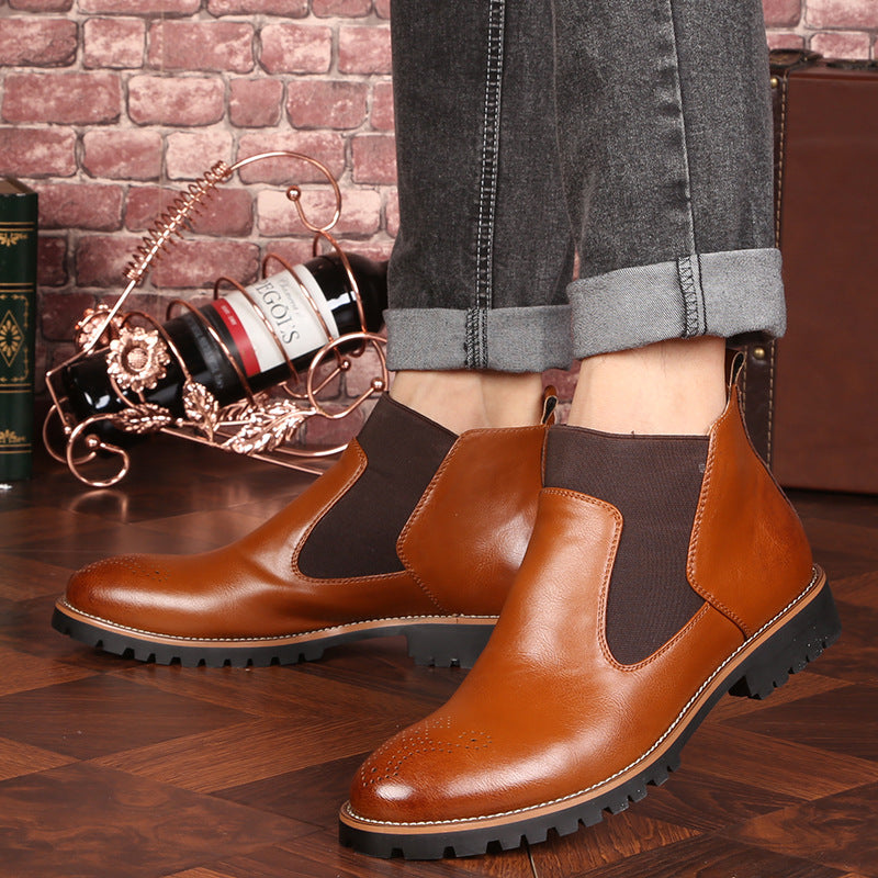 Men's Leather Martin Boots - Brown