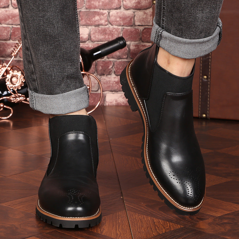 Men's Leather Martin Boots - Black