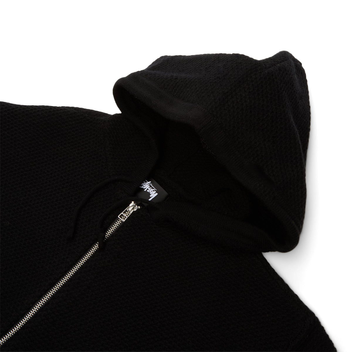 Stussy Textured Zip Hooded Sweater (Black) - Image 3