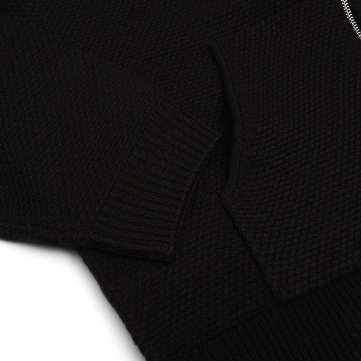 Stussy Textured Zip Hooded Sweater (Black) - Image 4