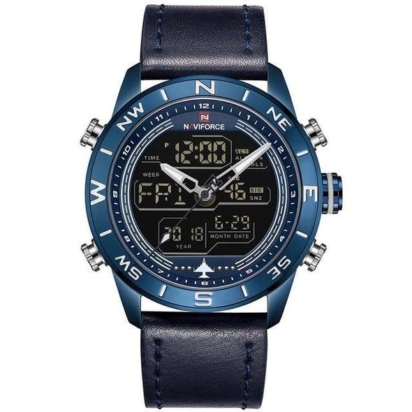 NAVIFORCE 9144 Men's Analog Digital Sport Watch - Blue ribbon blue shell