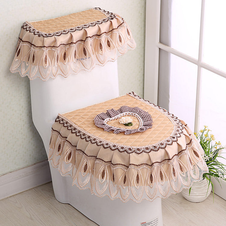 3-Piece Zippered Toilet Seat Cover Set - Khaki