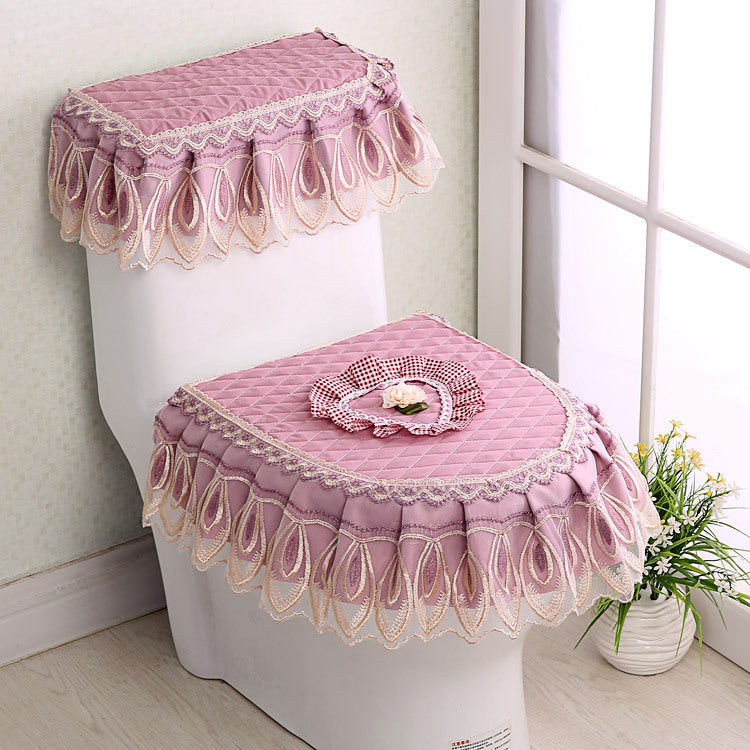 3-Piece Zippered Toilet Seat Cover Set - Pink