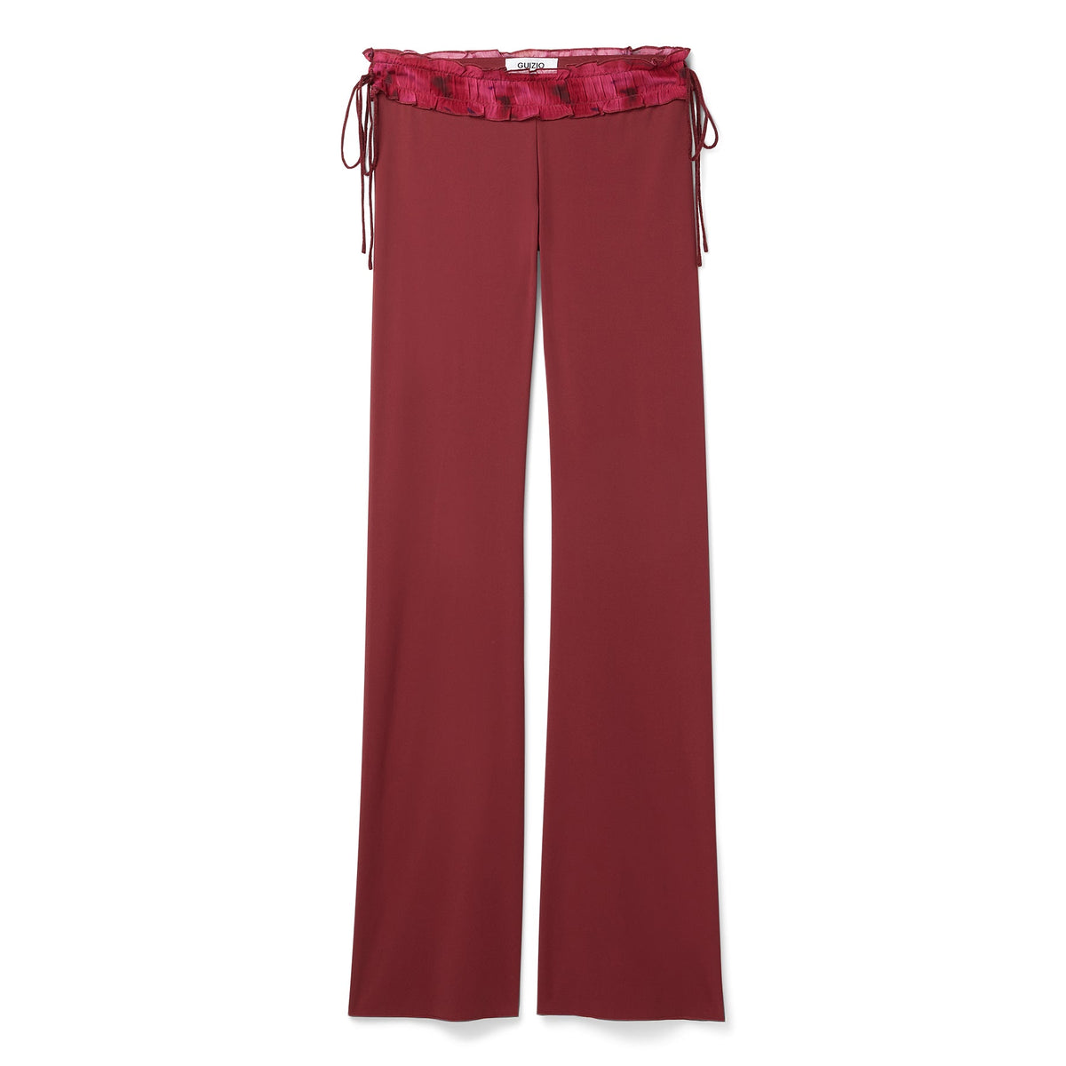 Danielle Guizio Ruched Side Tie Stretch Pant (Bordeaux)