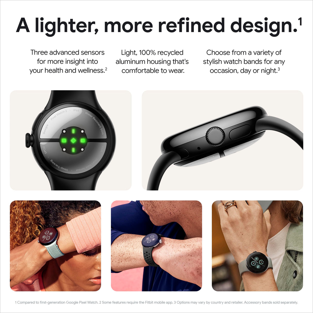Google Pixel Watch 2 - 41mm Silver Aluminum Case with Porcelain Active Band - LTE - GA05015-US - Image 3