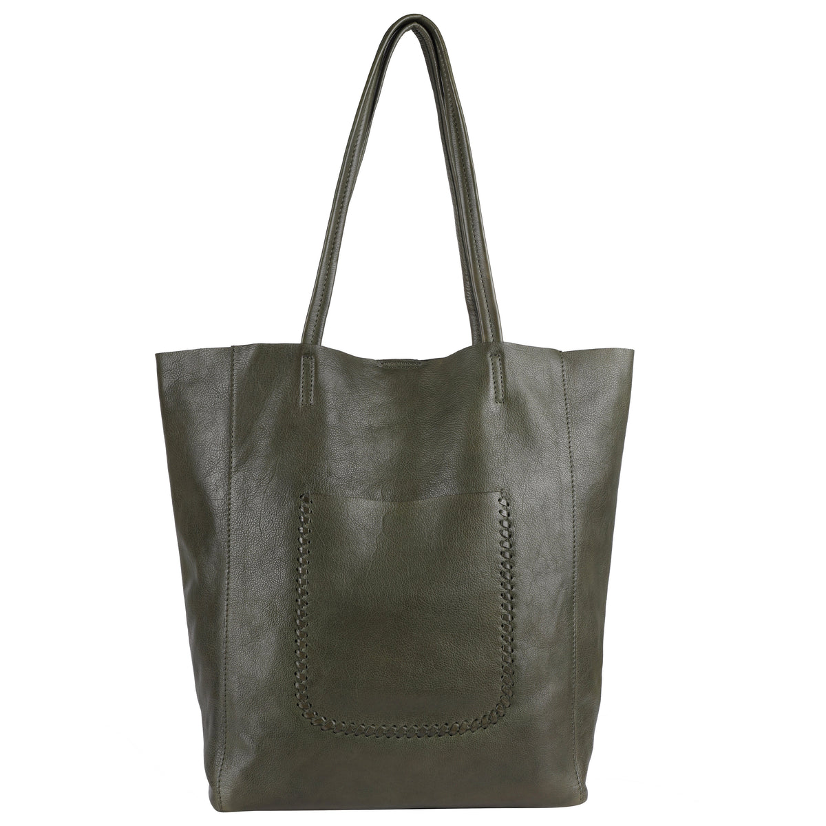 Dolce Leather Tote Bag - Olive