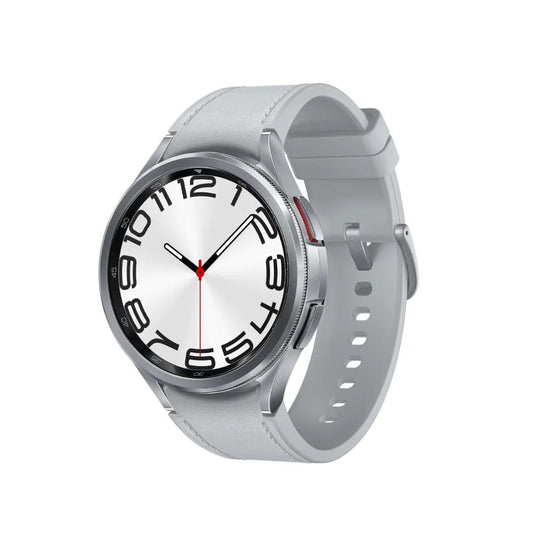 Samsung Galaxy Watch 6 Classic 47mm LTE - Silver Stainless Steel w/Silver Leather Band - SM-R965UZSAXAA