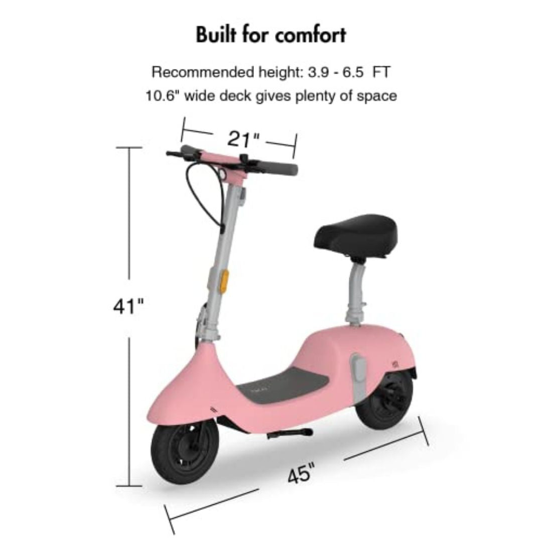OKAI - Ceetle Pro Electric Scooter with Foldable Seat w/35 Miles Max Range & 15.5mph Top Speed - Pink - EA10C-PINK - Image 3