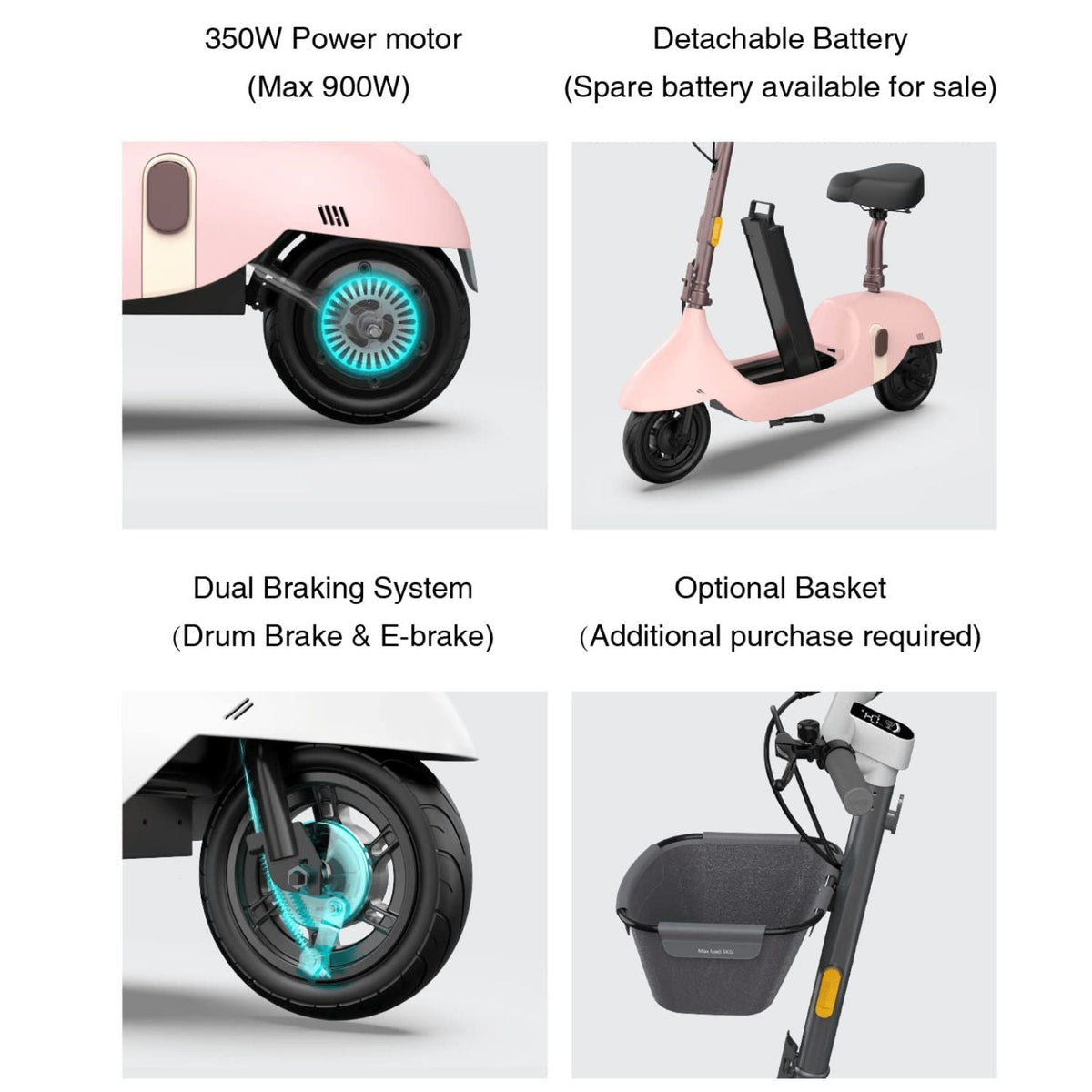 OKAI - Ceetle Pro Electric Scooter with Foldable Seat w/35 Miles Max Range & 15.5mph Top Speed - Black - Image 3